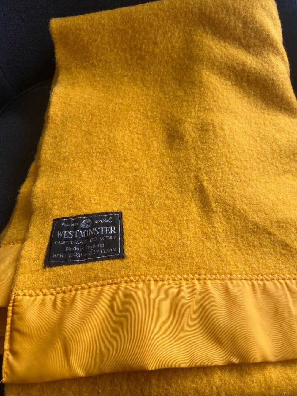 Vintage Westminster Pure New Wool Throw Blanket Mustard Gold England 57 x76